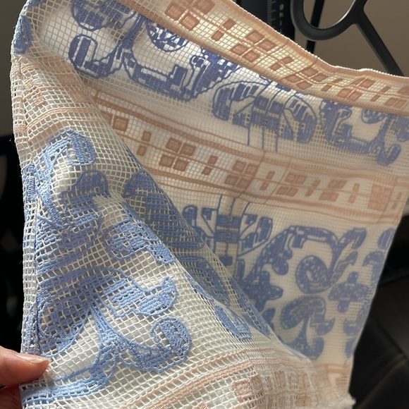 $473🏷️ Alexis | ENZEL Mini Skirt Mediterranean White/Blue Embroidery Size S - Picture 8 of 12